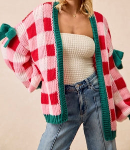 PREORDER Women's Holiday Gingham Cardigan