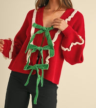 Load image into Gallery viewer, PREORDER Women&#39;s Velvet Bow Cardigan
